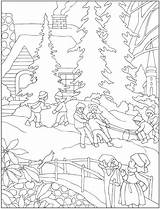 Winter Coloring Pages Scene Scenes Adult January Printable Dover Adults Landscape Publications Snow Christmas Colouring Book Kids Books Snowy Haven sketch template