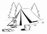 Tent Clipart Camping Tree Cartoon Fire Drawing Campfire Cliparts Coloring Clip Pages Library Trees Site Clipground sketch template