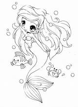 Coloring Chibi Mermaid Little Friends Her Pages Netart sketch template