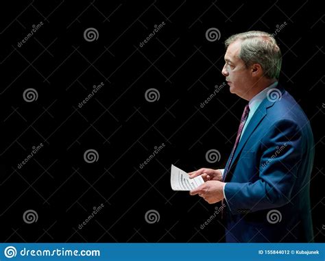 nigel farage brexit party leader giving  speech editorial photography image  brexit