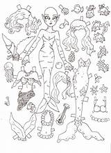 Mermaid Paper Dolls Coloring Doll Printable Para Papel Colorir Pasta Escolha Missy Miss sketch template