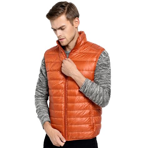 arrival brand men sleeveless jacket winter ultralight white duck  vest male slim