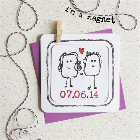 personalised date anniversary magnet card by parsy card co
