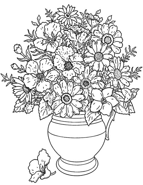 coloring page flower bouquet  printable adult coloring