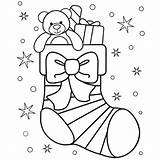 Stocking Coloring Christmas Pages Stockings Bear Teddy Little Color Stary Night Printable Print Netart Getdrawings Getcolorings Colorings sketch template