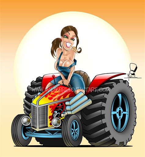 Hot Rod Tractor Pinup Truck Art Hot Rods Tractor Drawing