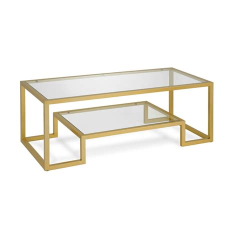 Evelynandzoe Contemporary Coffee Table With Glass Top And Shelf Walmart