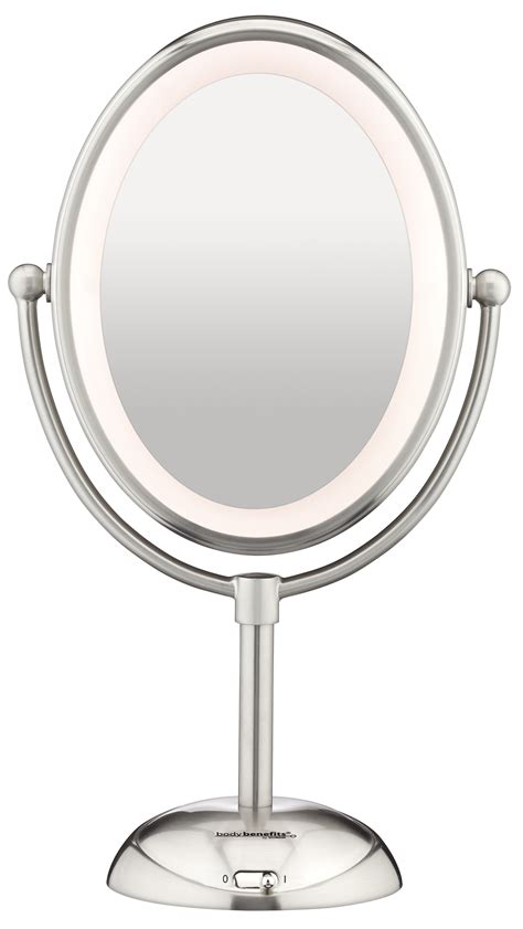 reflections led lighted mirror satin nickel
