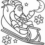 Santa Coloring Sleigh Christmas Claus Pages His Kids Printable Book Drawing Cards Colouring Color Sledding Clipart Card Print Library Paper sketch template