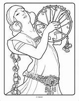 Coloring Mucha Pages Printable Alphonse Deco Sheets Colouring Line Enjoy Adults sketch template