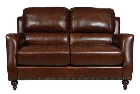 brown full italian leather classic pc sofa set wwooden legs