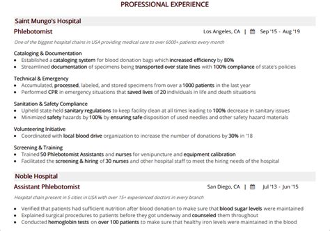 phlebotomist resume   guide   samples examples