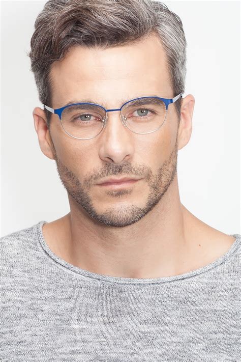 mamba cat eye navy silver full rim eyeglasses eyebuydirect