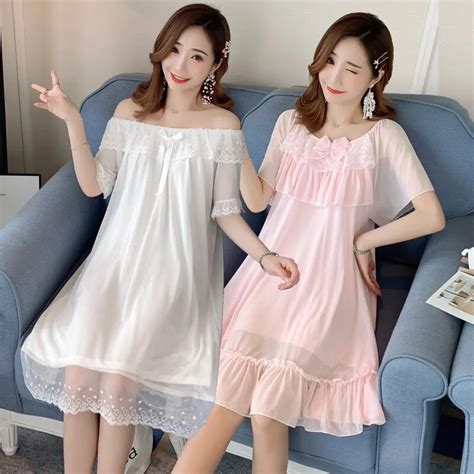 2020 Summer Cute Princess Lace White Cotton Nightgowns For Women Short