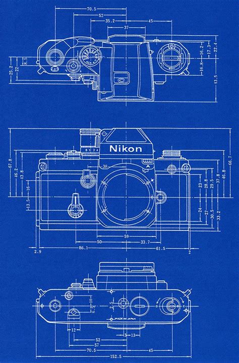 shooting film blueprints  nikon slr cameras camera sketches