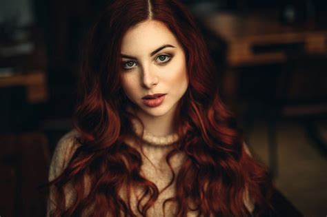 wallpaper face women redhead model depth of field long hair