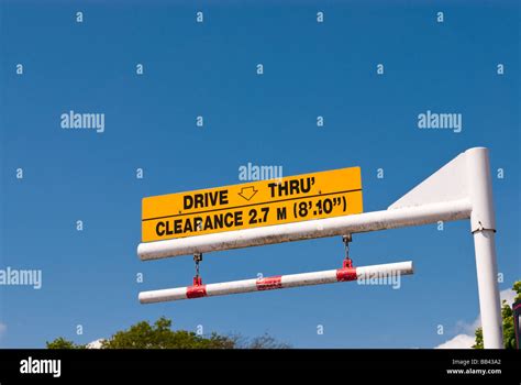 sign stating maximum clearance height  vehicles   uk mcdonalds drive  restaurant