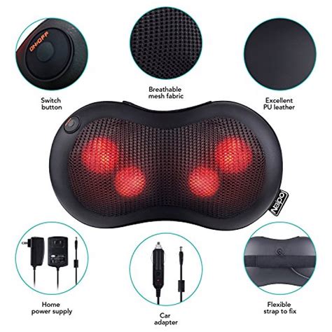 naipo neck and back massage pillow shiatsu massager with