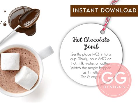 hot chocolate bomb label printable label fits avery etsy