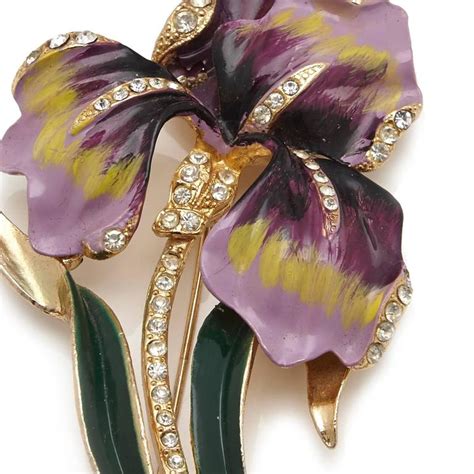 vintage coro enamel iris brooch at 1stdibs