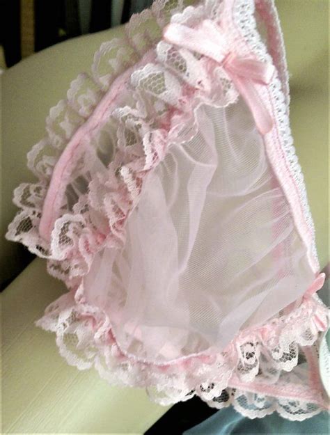 seamless pink crossdresser panties sheer pouched sexy lace etsy