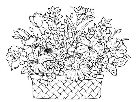 flower basket coloring page coloring home