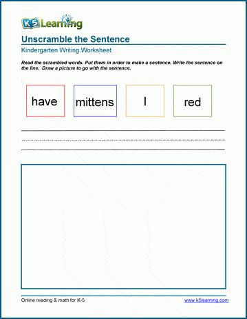 sentences worksheets  preschool  kindergarten  learning