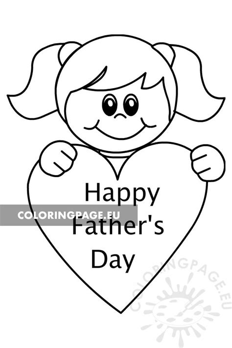 happy fathers day card with daughter coloring page