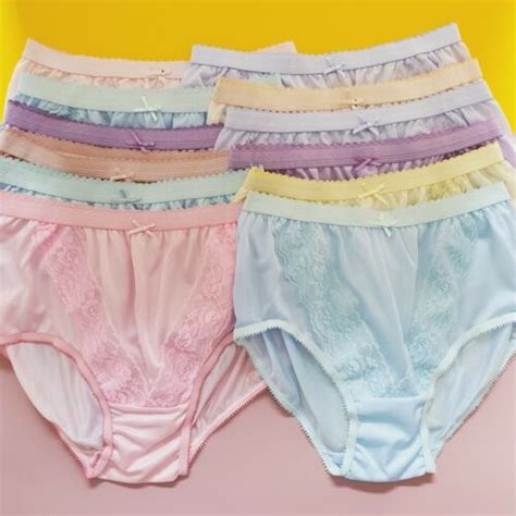 Lot Nylon Panties Comfy Briefs Bikini Knickers Lace Vintage Panty Lacy
