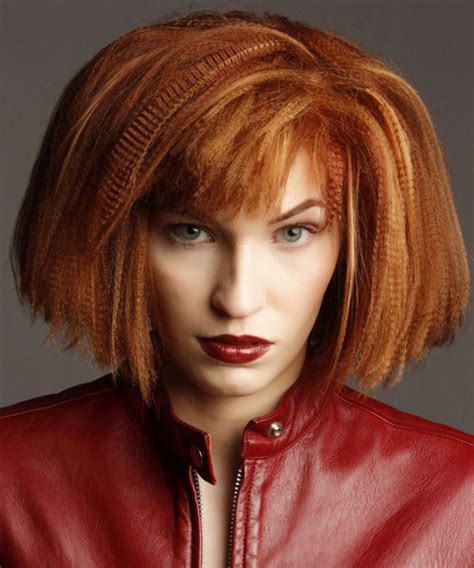 Medium Curly Alternative Emo Hairstyle Ginger Brunette