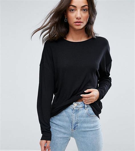 asos tall oversized  shirt  batwing detail black oversized tshirt fashion work outfit
