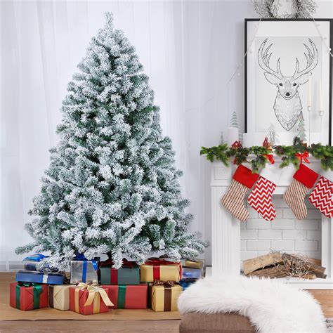 smilemart  ft pre lit flocked christmas tree  warm lights frosted