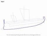 Trireme Greek Ship Draw Step Drawing sketch template