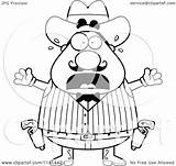 Chubby Cowboy Scared Wild Male West Clipart Cartoon Cory Thoman Outlined Coloring Vector 2021 sketch template