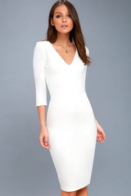 white midi dress with sleeves natalie