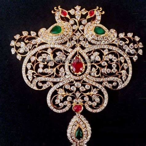 big size traditional peacock diamond pendant jewellery designs