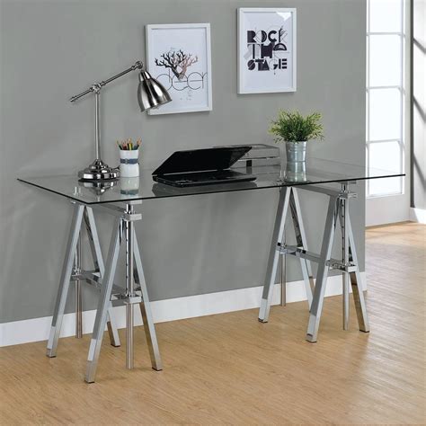 silver glass top adjustable writing desk product furniture store