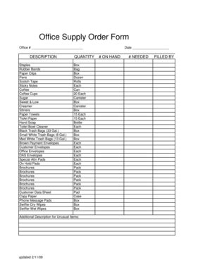 office supply order list fill  printable fillable blank