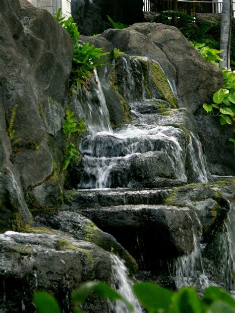 hilton hawaiian village beach resort spa waterfall stock image