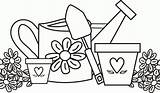 Coloring Garden Pages Tools Gardening Template sketch template