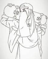 Sketsa Muslimah Niqab Mewarnai Lineart Islamic Warna Menggambar Terpisah Faces Kunjungi Anak Animasi sketch template
