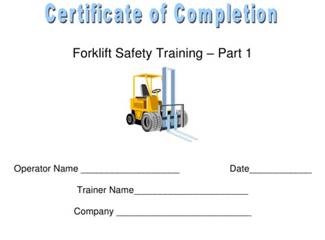 forklift safety training certificate  completion template intended