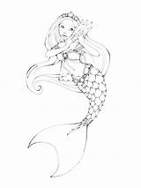Mermaid Outline Coloring Pages Printable Sheets Drawing Drawings Adult Mermaids Color Print Shell Colouring Kids Fairy Fantasy Barbie Outlines Deviantart sketch template