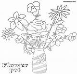 Pot Flower Coloring Pages Colorings sketch template