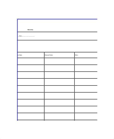 word diary template  word documents