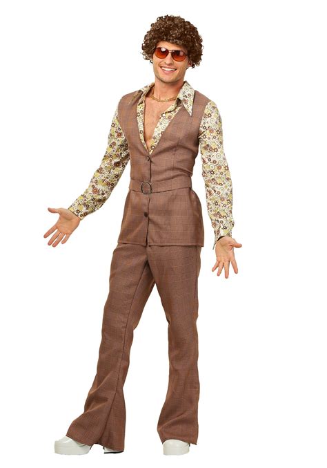brown disco suit costume  men