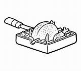 Chicken Pan Frying Roast Roasted Coloring Book Drawing Vector Getdrawings Stock sketch template