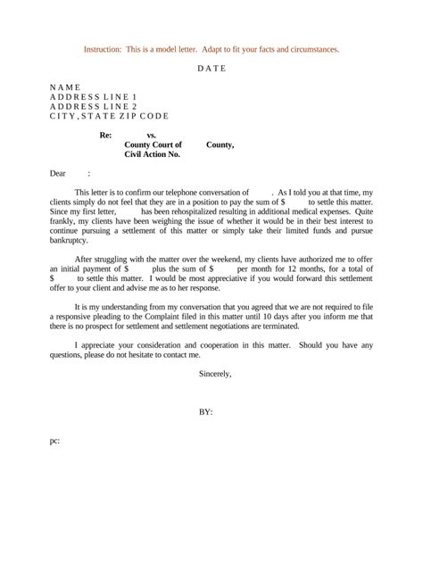 settlement letter sample  template pdffiller