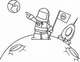 Coloring Moon Pointing Pages Astronaut Earth Getdrawings Drawing Getcolorings sketch template