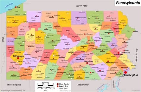 pennsylvania state map usa maps  pennsylvania pa